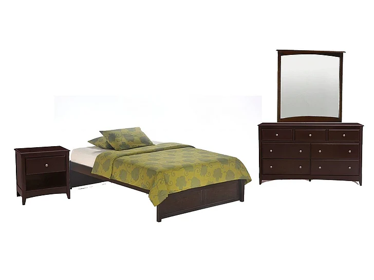Night & Day Basic 4pc Platform Bedroom Set in Chocolate