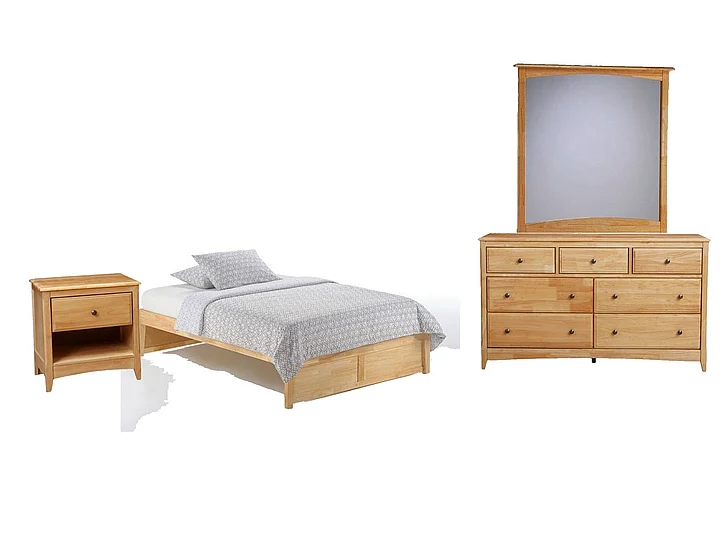 Night & Day Basic 4pc Platform Bedroom Set in Natural
