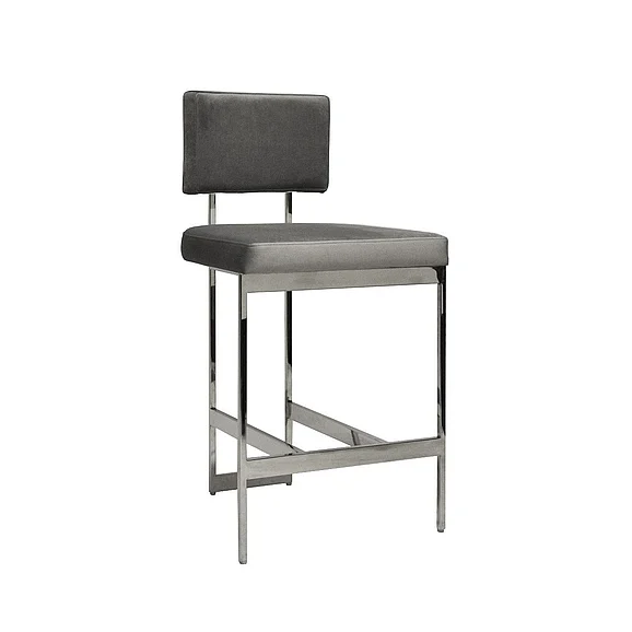 Worlds Away Baylor Modern Counter Stool in Nickel BAYLOR NGRY