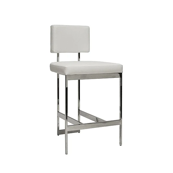 Worlds Away Baylor Modern Counter Stool in Nickel BAYLOR NWH