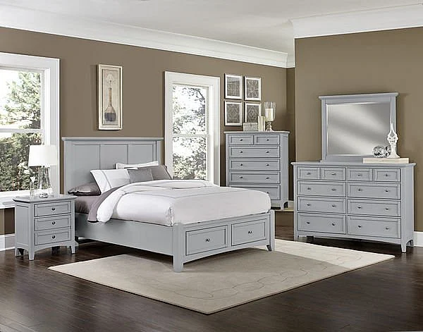 Vaughan-Bassett Bonanza 4pc Mansion Storage Bedroom Set in Gray