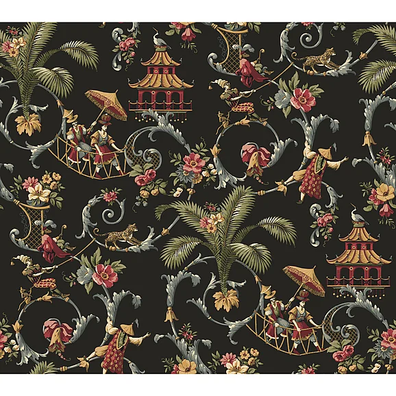 York York Wallcoverings Mandarin Rose Red Wallpaper (Double Roll) WA7769