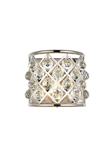 Elegant Madison 1 Light Polished Nickel Wall Sconce Clear Royal Cut Crystal 1214W11PN/RC