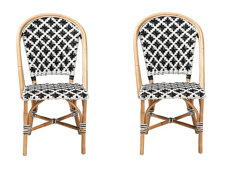 bali & pari Ambre Black and White Weaving (Set of 2) Bistro Chair Set 13110