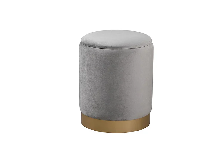 Elegant Ozman Round 14 In. Ottoman in Gray OT1015GY