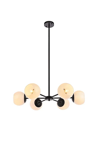 Elegant Briggs 30 In. Pendant in Black with White Shade LD645D30BK CLOSEOUT
