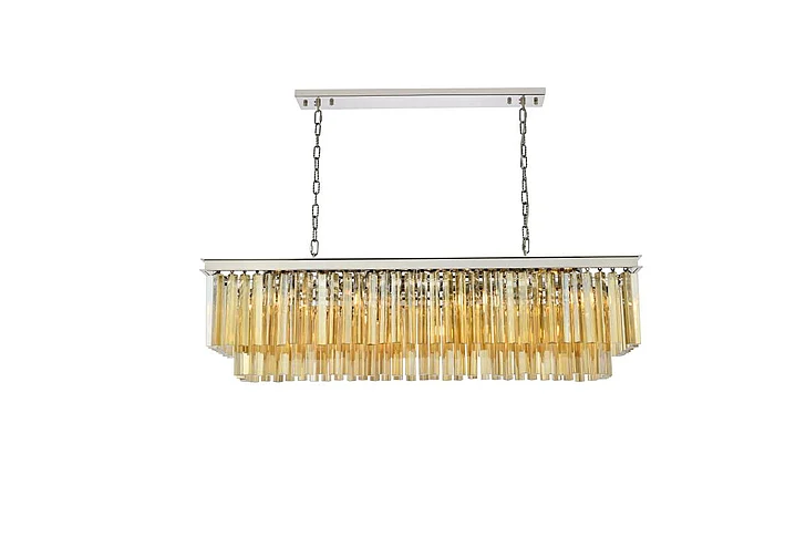 Elegant Sydney 12 Light Polished Nickel Chandelier Golden Teak (Smoky) Royal Cut Crystal 1202D50PN-GT/RC