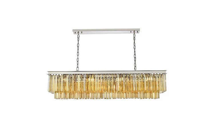 Elegant Sydney 12 Light Polished Nickel Chandelier Golden Teak (Smoky) Royal Cut Crystal 1202D60PN-GT/RC