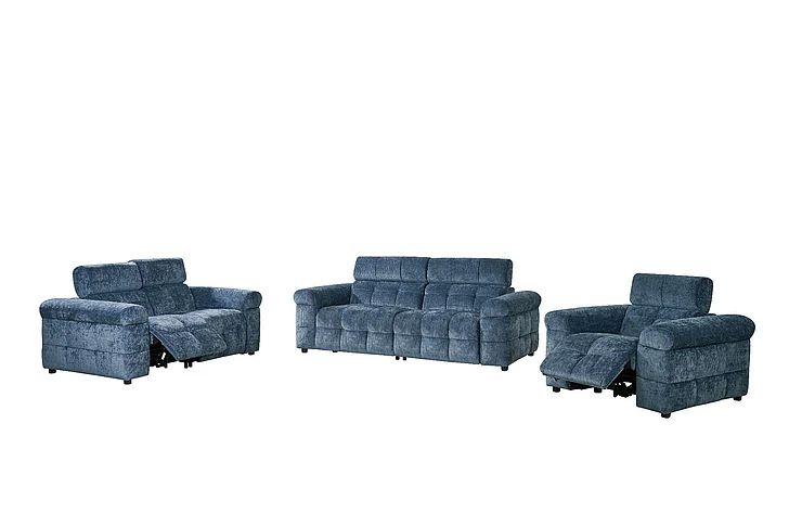 Klaussner Everyday Soffio Fabric Navy Blue Living Room Set in Dark Blue