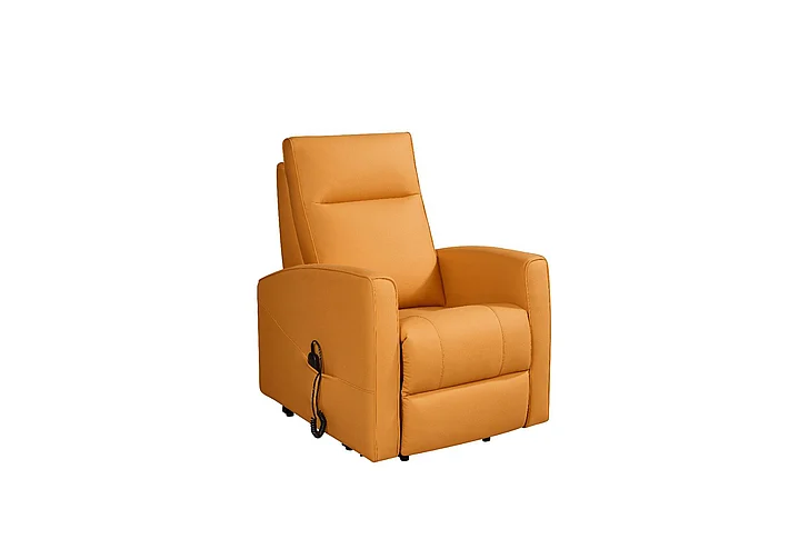 Klaussner Everyday Calessin Chestnut Orange Leather Power Recliner Lift Chair in Orange