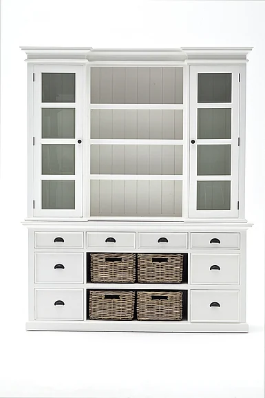 Nova Solo Halifax Library Hutch Unit with Basket Set in White BCA600