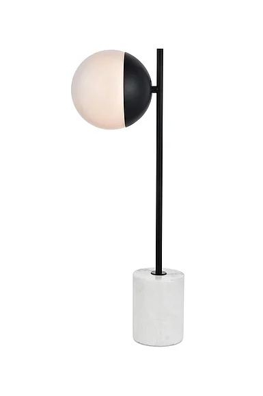 Elegant Eclipse 1 Light Black Table Lamp with Frosted White Glass LD6104BK