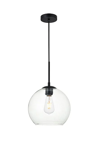 Elegant Baxter 1 Light Black Pendant with Clear Glass LD2212BK