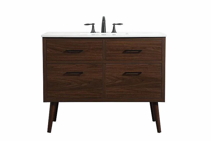 Elegant 42 In. Single Bathroom Vanity in Walnut VF41042MWT CLOSEOUT