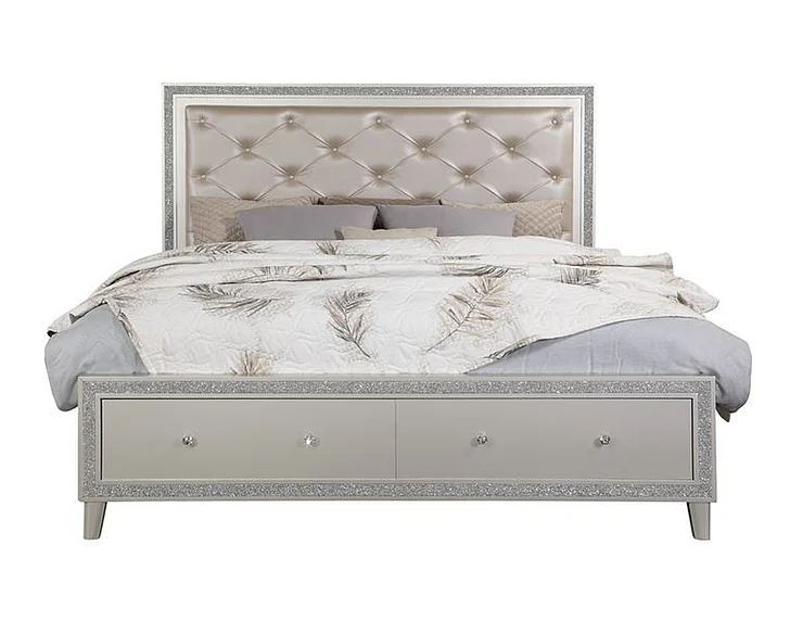 Acme Furniture Sliverfluff King Bed with Storage in Champagne BD00241EK