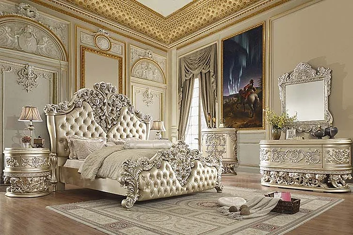 ACME Vatican 2pc Bedroom Set in Champagne Silver