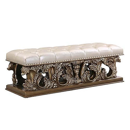 Acme Furniture Constantine Bench in Brown & Gold BD00476