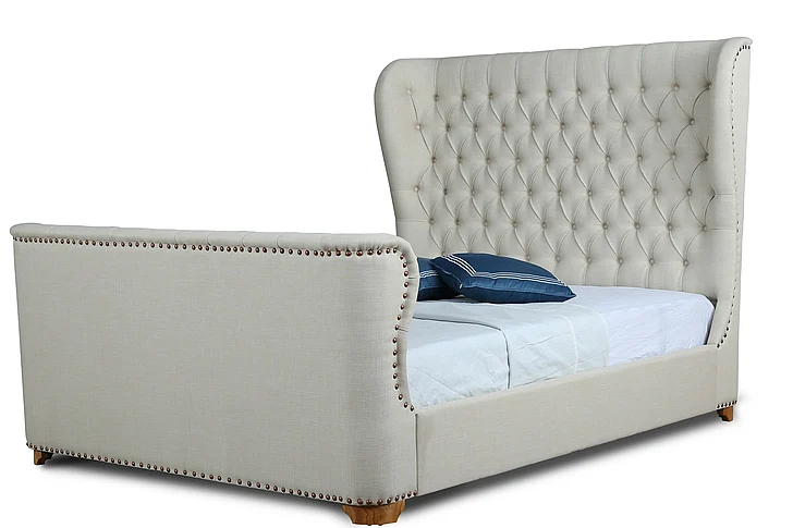 Manhattan Comfort Lola Linen Weave Upholstered Full Bed in Ivory BD007-FL-IV