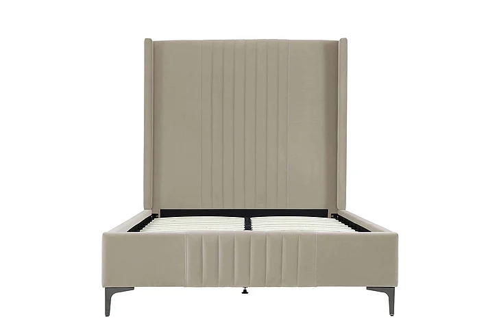 Manhattan Comfort Promenade Mid-Century Modern Velvet Upholstered 48" Bed in Rustic Taupe BD010-48-RT
