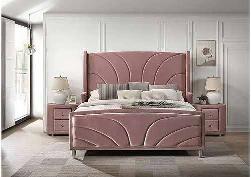 ACME Salonia 2pc Bedroom Set in Pink Velvet