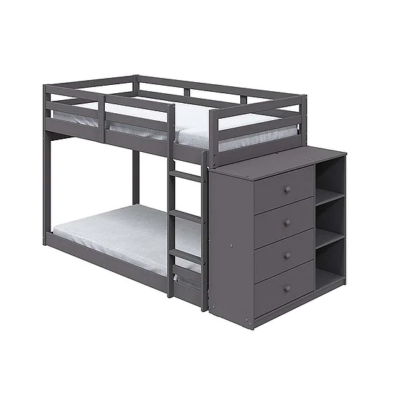 ACME Gaston Twin/Twin Bunk Bed in Gray BD01372