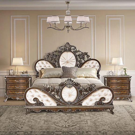ACME Devany Eastern King Bed in Cream Fabric and Cherry BD03061EK