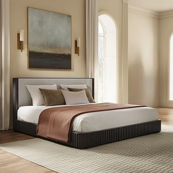 ACME Clayten Eastern King Bed in Marble Top and Espresso BD04091EK