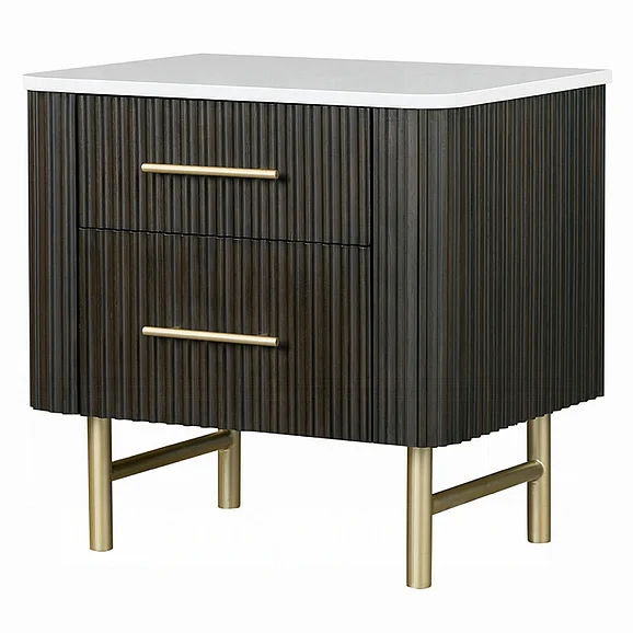 ACME Clayten Nightstand with Stone Top in Marble Top and Espresso BD04093