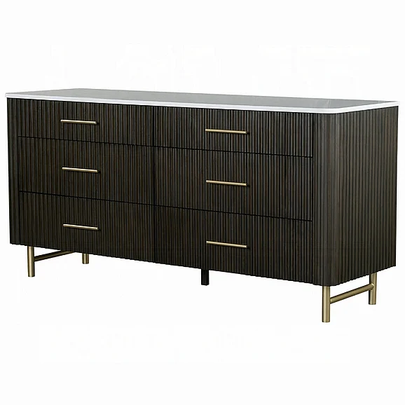 ACME Clayten Dresser with Stone Top in Marble Top and Espresso BD04095