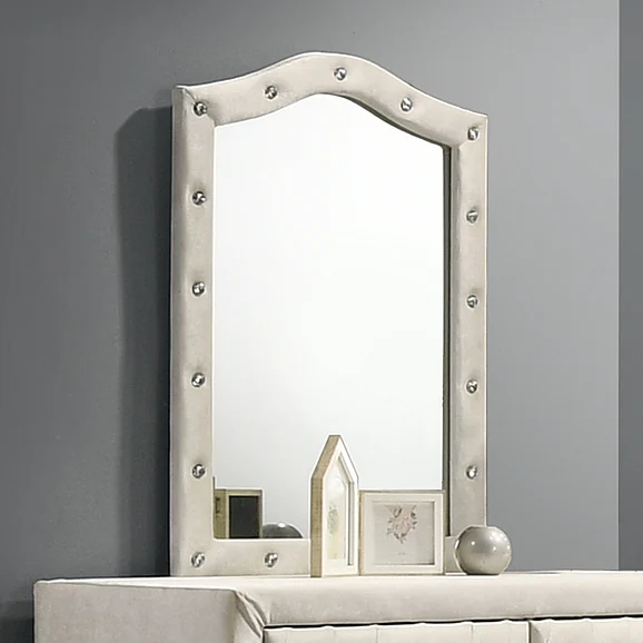 ACME Reggie Mirror in Beige Fabric BD04504