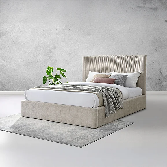 ACME Loren Eastern King Bed in Beige Fabric BD04571EK