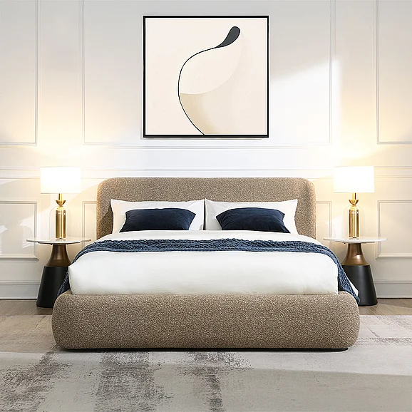 ACME Erica Queen Bed in Dark Beige Tweed BD05442Q