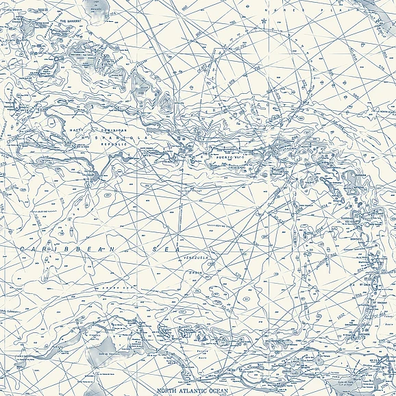 York Chesapeake Charts Navy Nautical Chart Wallpaper (Double Roll) 4071-71056