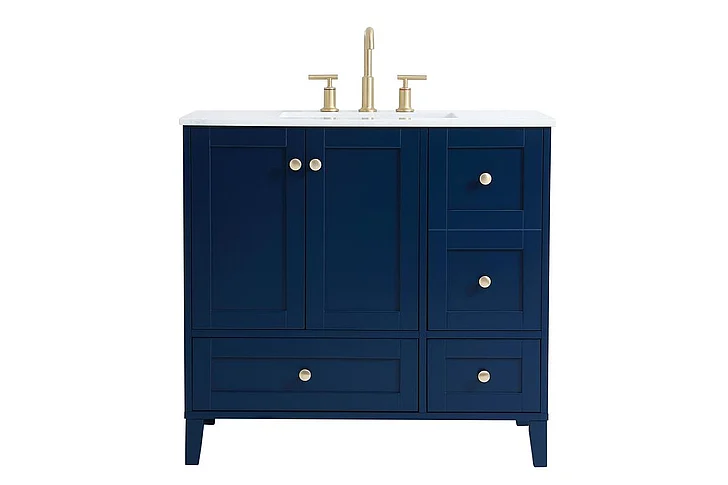 Elegant 36 In. Single Bathroom Vanity in Blue VF18036BL