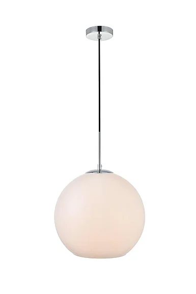 Elegant Baxter 1 Light Chrome Pendant with Frosted White Glass LD2217C