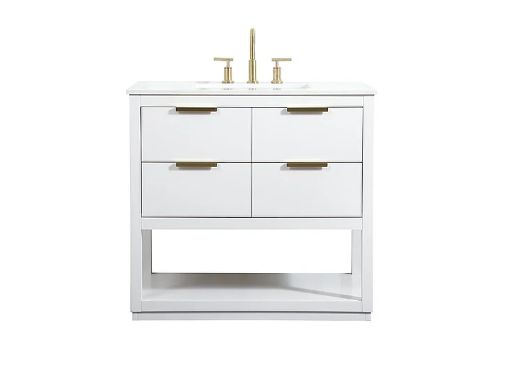 Elegant 36 In. Single Bathroom Vanity in White VF19236WH