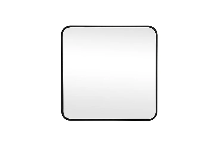 Elegant Soft Corner Metal Square Mirror 24X24 In. in Black MR802424BK