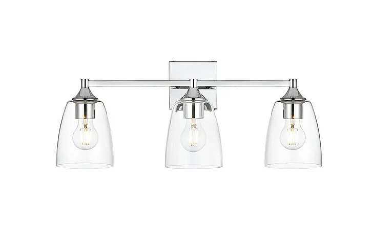 Elegant Gianni 3 Light Chrome and Clear Bath Sconce LD7307W24CH