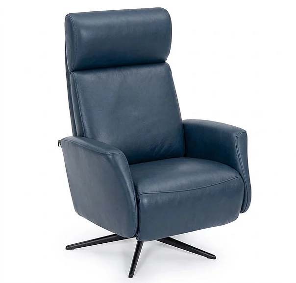 Hjort Knudsen Swivel Recliner Chair Prime Model 8077 in Blue 8077/FH3M/316/PBSBlack