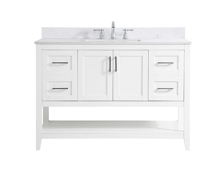Elegant 48 In. Single Bathroom Vanity in White with Backsplash VF16048WH-BS