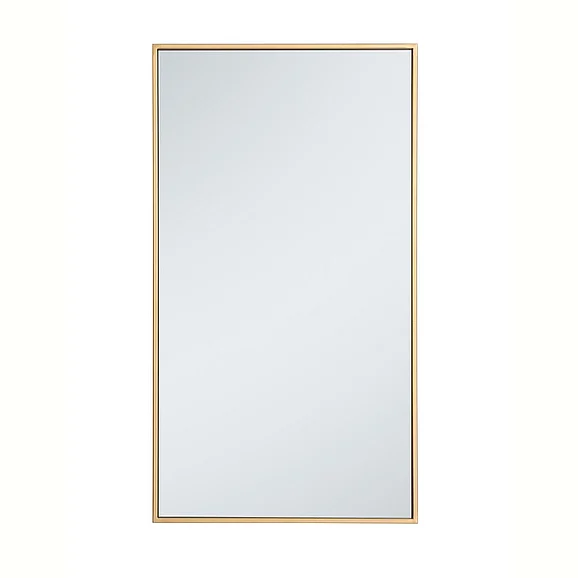 Elegant Metal Frame Rectangle Mirror 20 In. in Brass MR42036BR