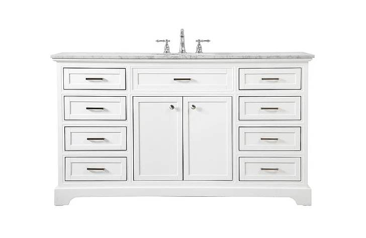 Elegant 60 In. Single Bathroom Vanity in White VF15060WH