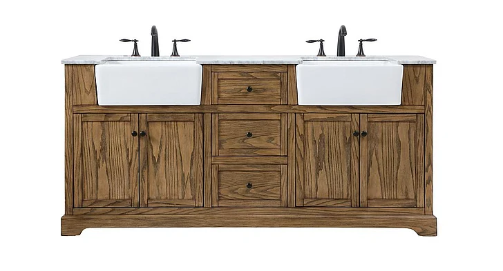 Elegant 72 In. Double Bathroom Vanity in Driftwood VF60272DDW