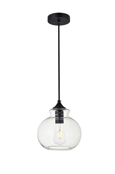 Elegant Destry 1 Light Black Pendant with Clear Glass LD2245BK