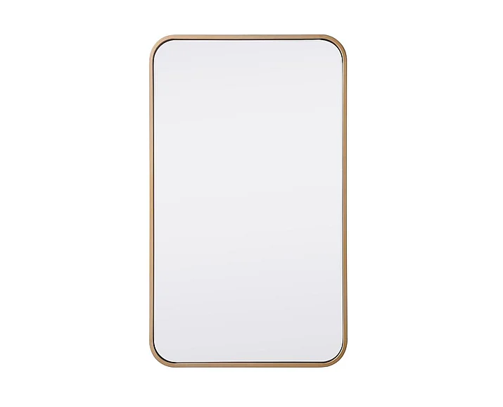 Elegant Soft Corner Metal Rectangular Mirror 18X30 In. in Brass MR801830BR