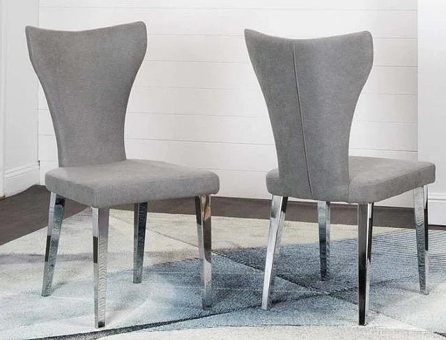 Sunset Trading Asher Side Chair (Set of 2) in Chrome/Gray ND027-01