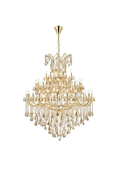 Elegant Maria Theresa 49 Light Gold Chandelier Golden Teak (Smoky) Royal Cut Crystal 2800G60G-GT/RC