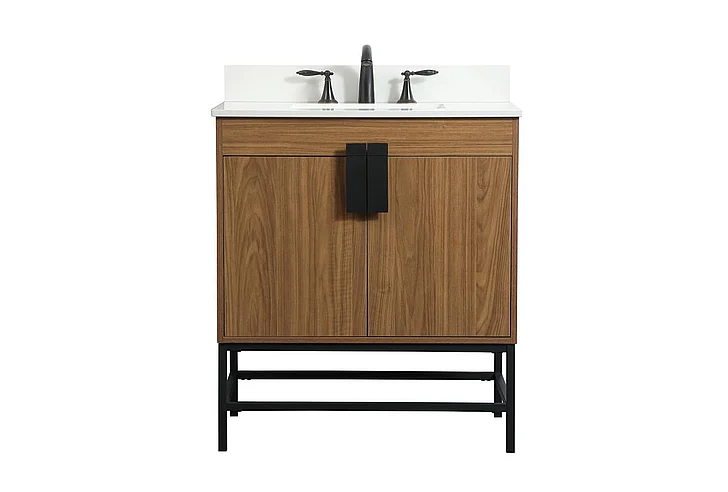 Elegant 30 In. Single Bathroom Vanity in Walnut Brown with Backsplash VF48830WB-BS CLOSEOUT