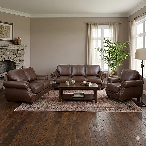Sunset Trading Charleston 2pc Living Room Set in Chestnut Brown