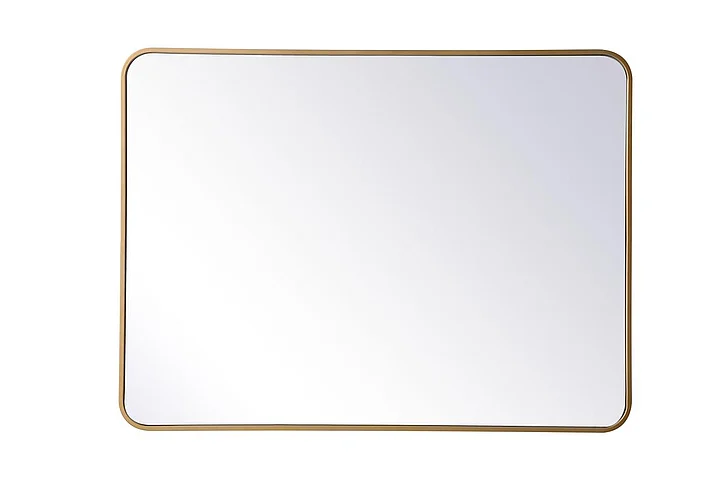 Elegant Soft Corner Metal Rectangular Mirror 30X40 In. in Brass MR803040BR